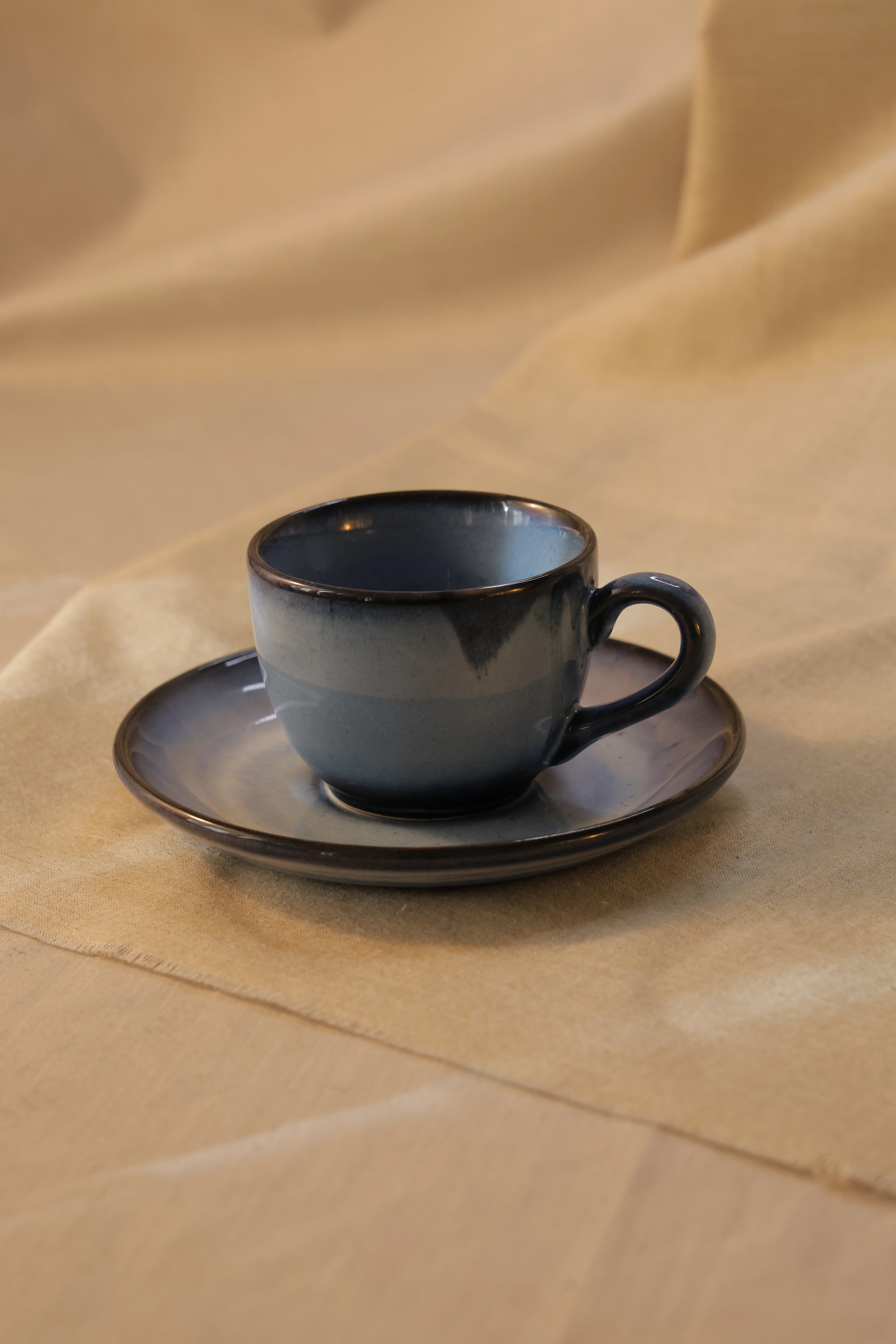 Blue Ceramic Tea Cup and Saucer Set