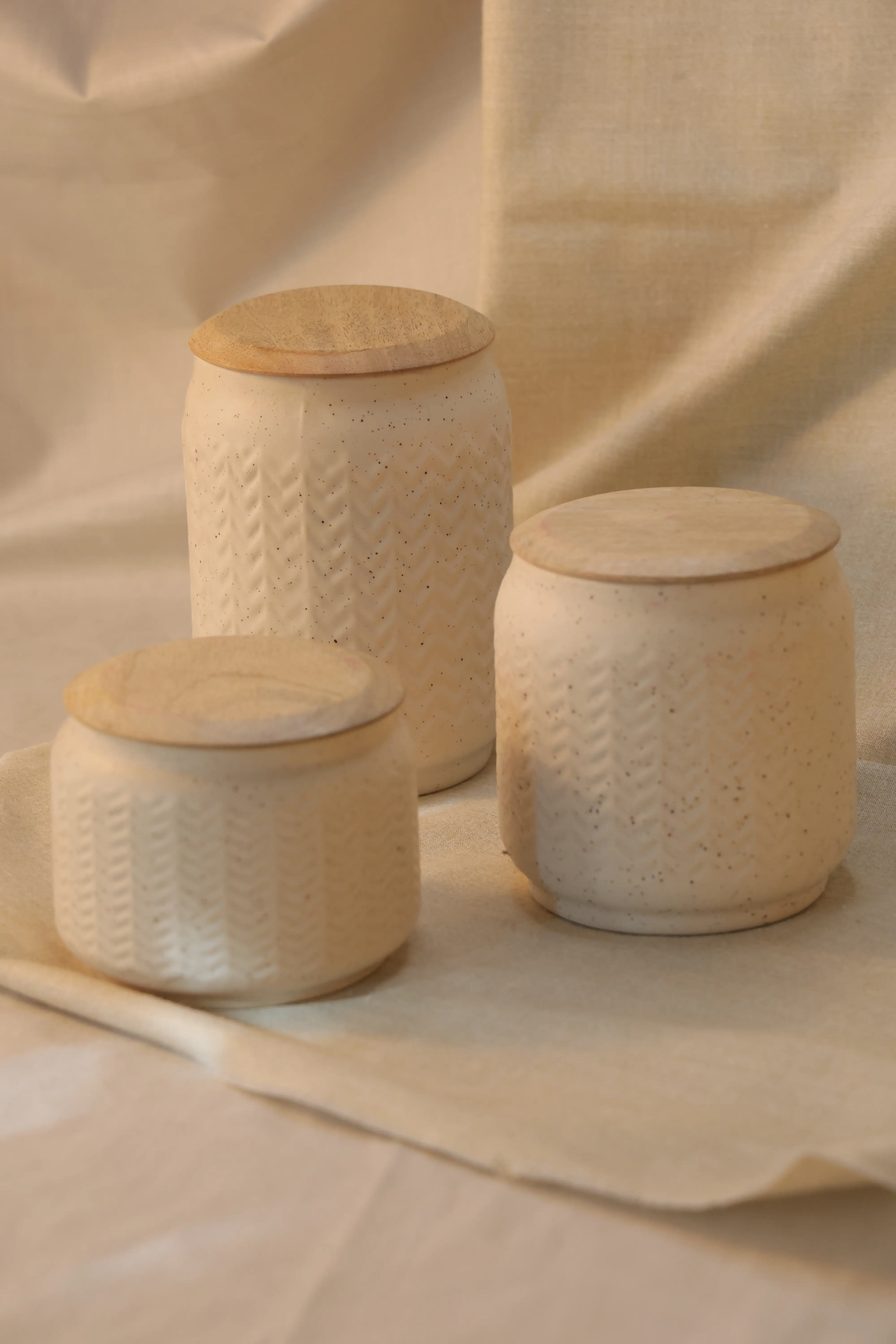 Zig-Zag Pastel White Airtight Storage Jars