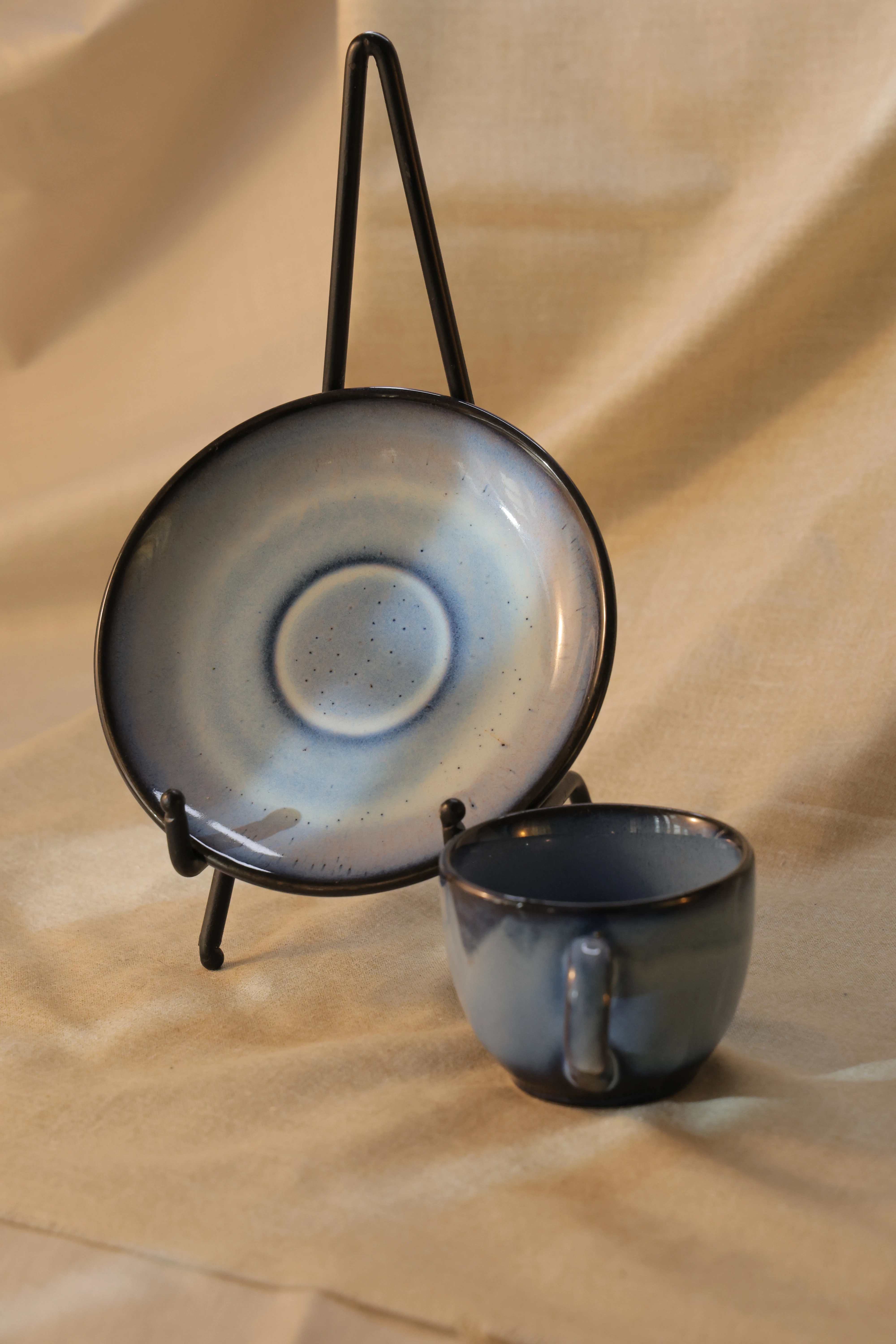 Blue Ceramic Tea Cup and Saucer Set